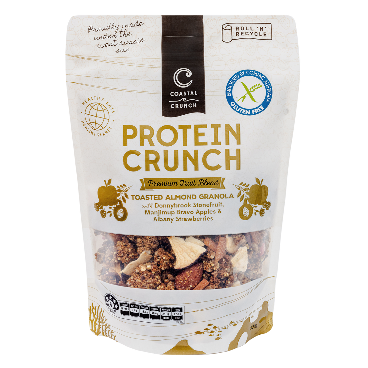 Toasted Almond Premium Fruit Blend Protein Crunch Granola: 320g
