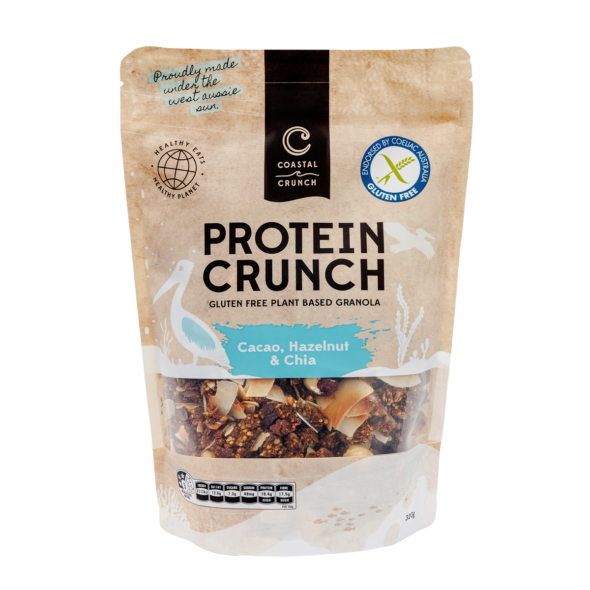 Cacao, Hazelnut & Chia Protein Crunch Granola: 320g