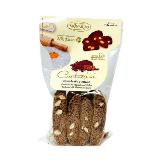 Monardo Upright Bag Cantuccini Cacao and Almonds 220g
